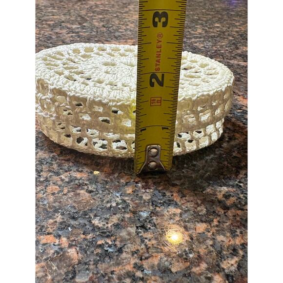 Vintage Crocheted Oval Trinket Box with Lid - Picture 4 of 6
